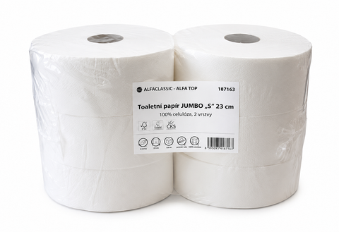Toaletní papír JUMBO S, celuoza, pr. 230, 2 vrstvy, ECOLABEL