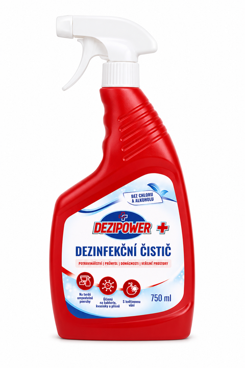 DEZIPOWER PLUS, Dezinfekční čistič s květinovou vůní na tvrdé povrchy, bez chlóru a alkoholu