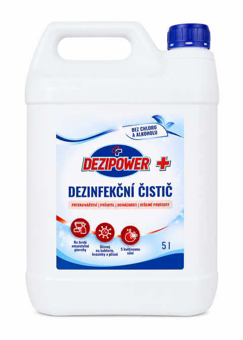 DEZIPOWER PLUS, Dezinfekční čistič s květinovou vůní na tvrdé povrchy, bez chlóru a alkoholu
