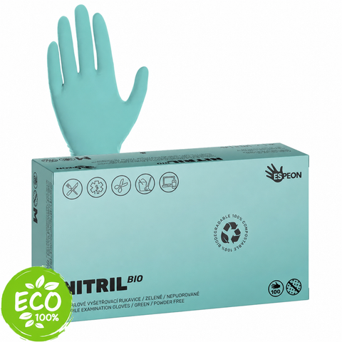 Rukavice Nitril BIO, 3.5 g, nepudrované, zelené